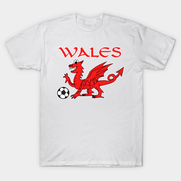 Welsh Dragon Football Soccer Funny T-Shirt by doodlerob